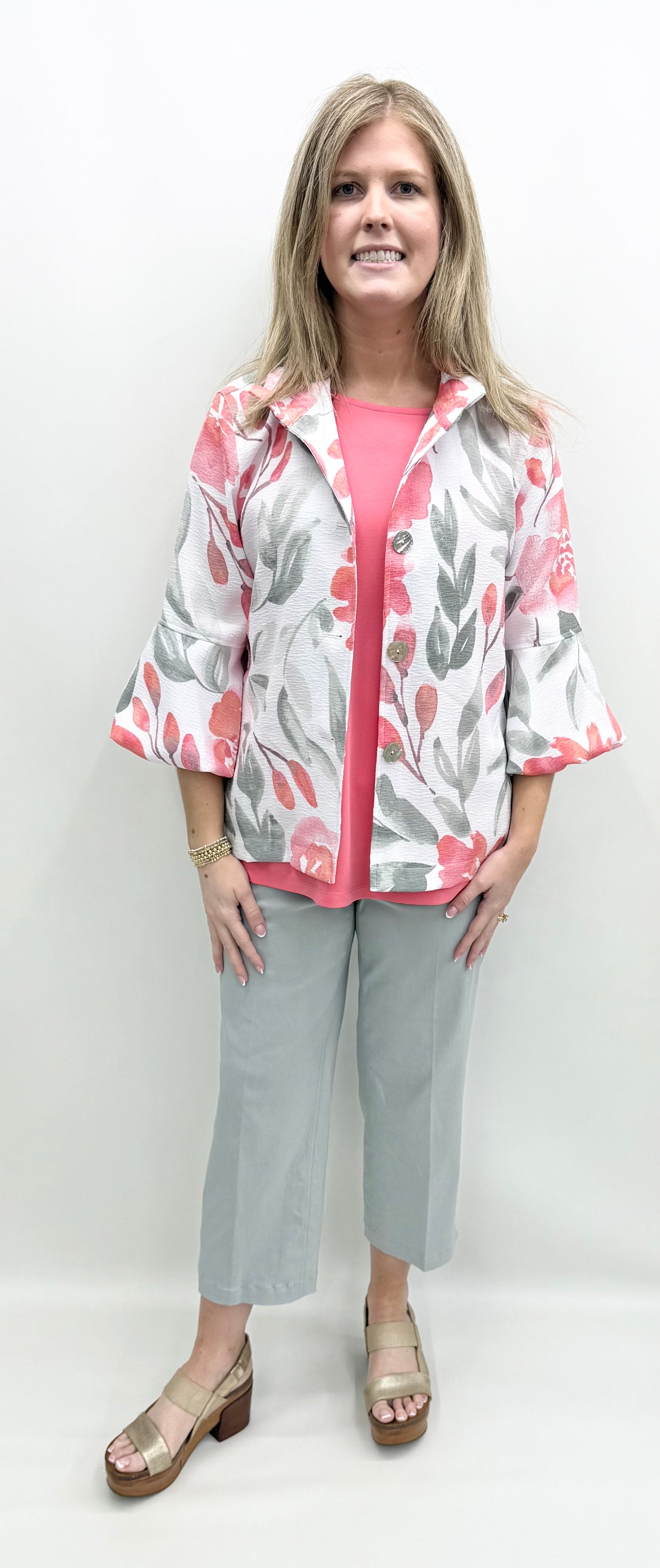 Multiples #M26110JM Watercolor Floral Jacket