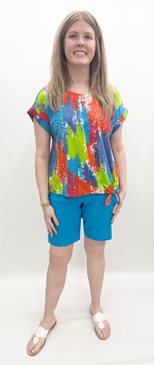 Multiples #M26107TM Splash Print Short Sleeve Tee
