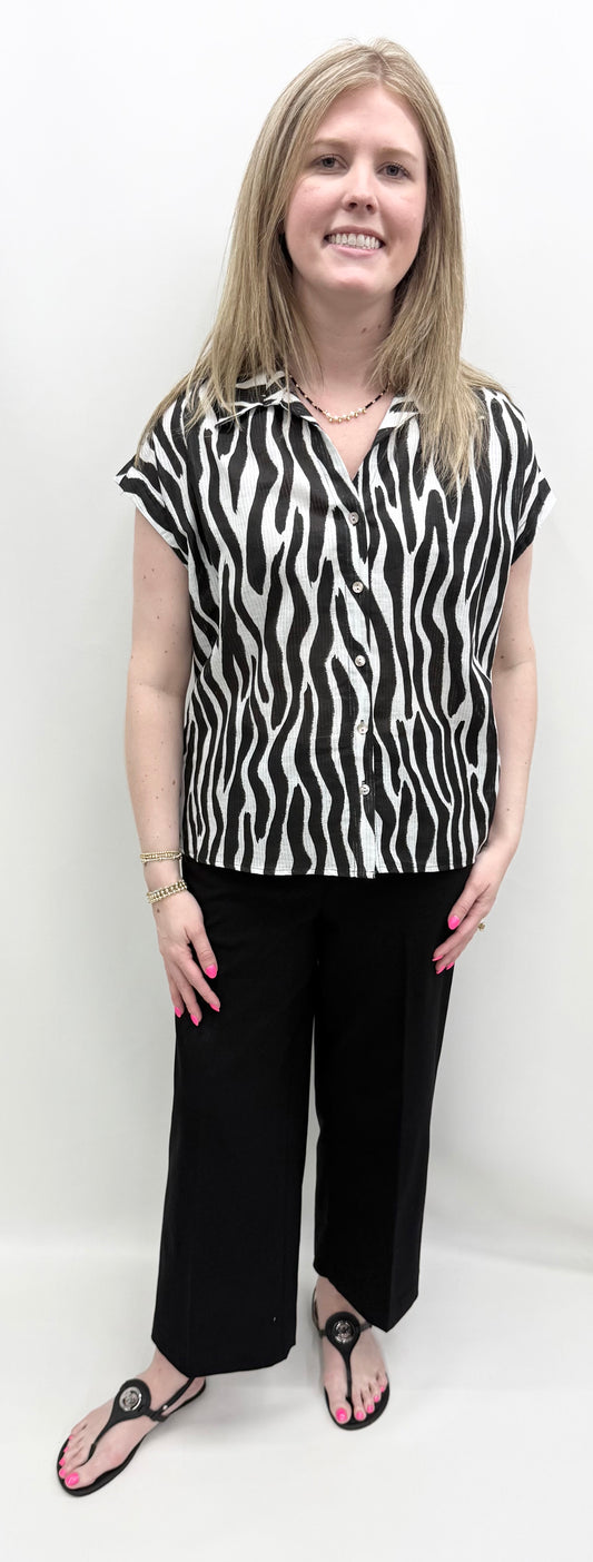 Tru-Luxe #T26351BM Zebra Print Top