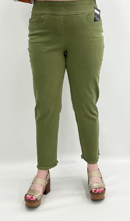 Slim Sation by Multiples #M35714PM Moss Green Ankle Jean