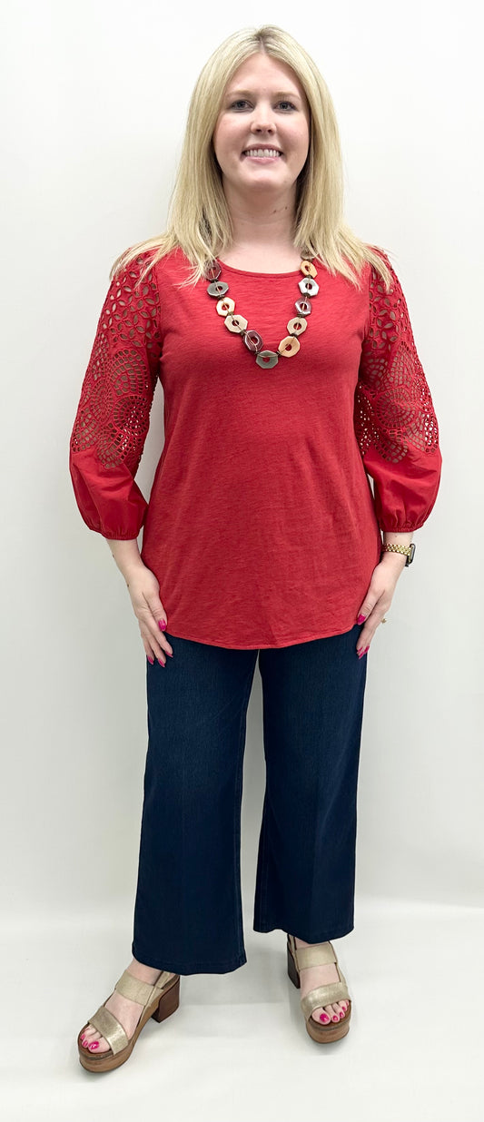 Multiples #M35511TM Garnet Knit Top