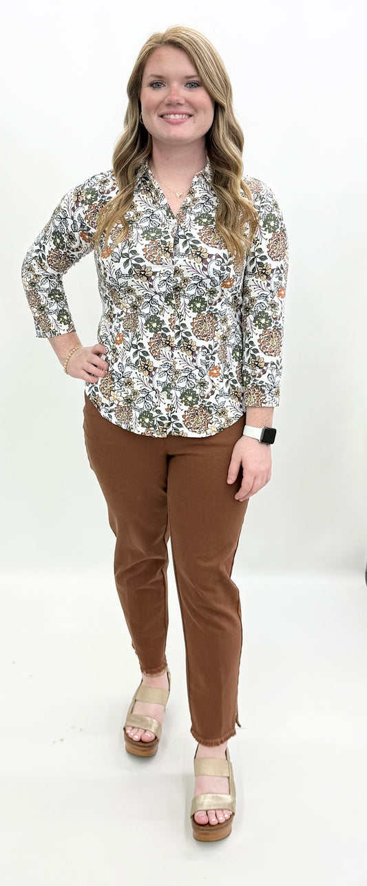 Lulu B. #SPX5023-SPFFLOW Button Front Blouse