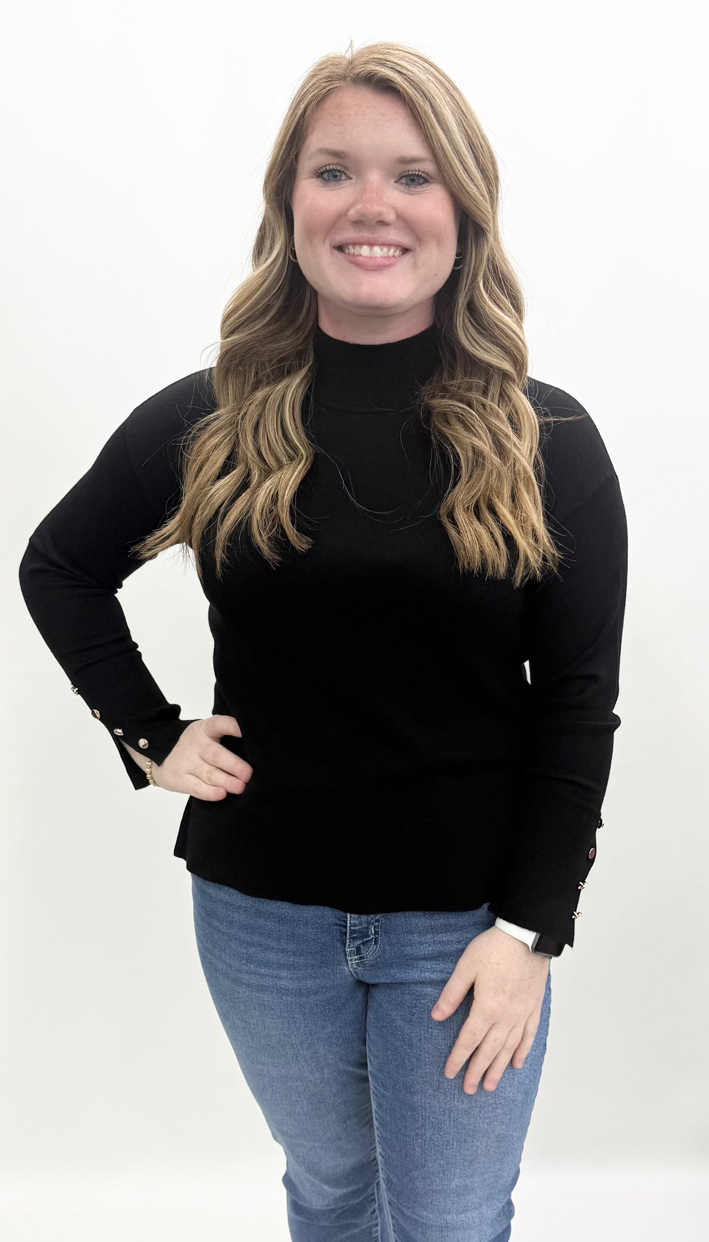 Metric Knit #32644 Black Mock Neck Sweater