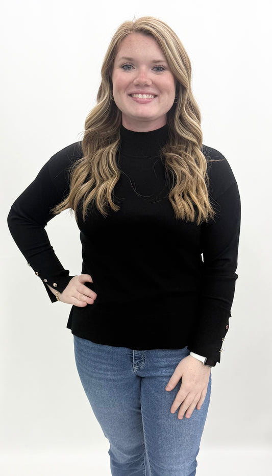 Metric Knit #32644 Black Mock Neck Sweater