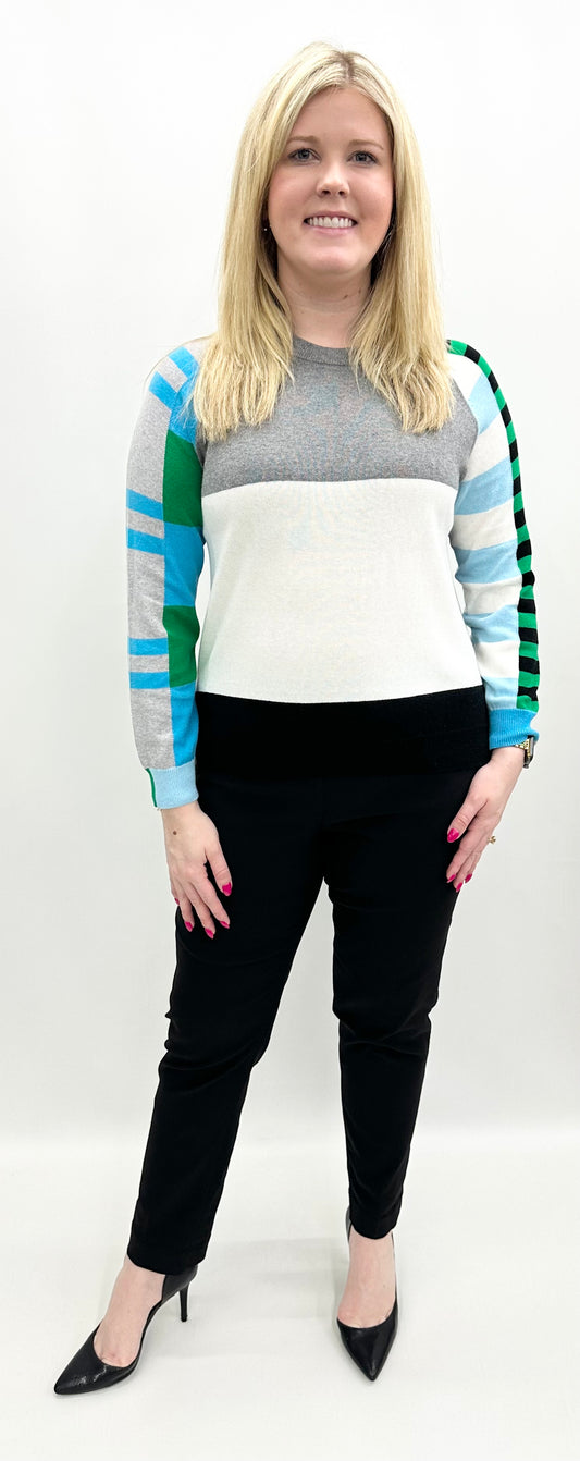 #ZP7535U Color Block Sweater