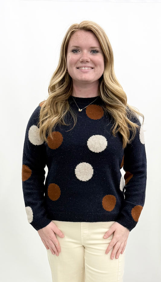 Charlie B. #C2834R-404B Navy Polka Dot Sweater