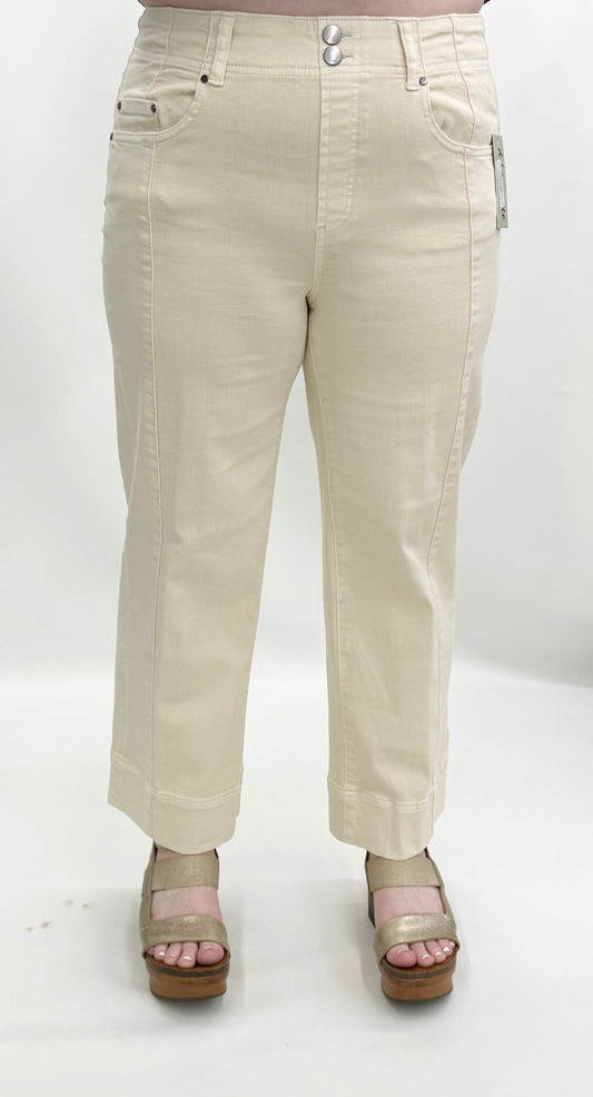 A'la Carte #L16403PM Almond Wide Leg Pull On Pant