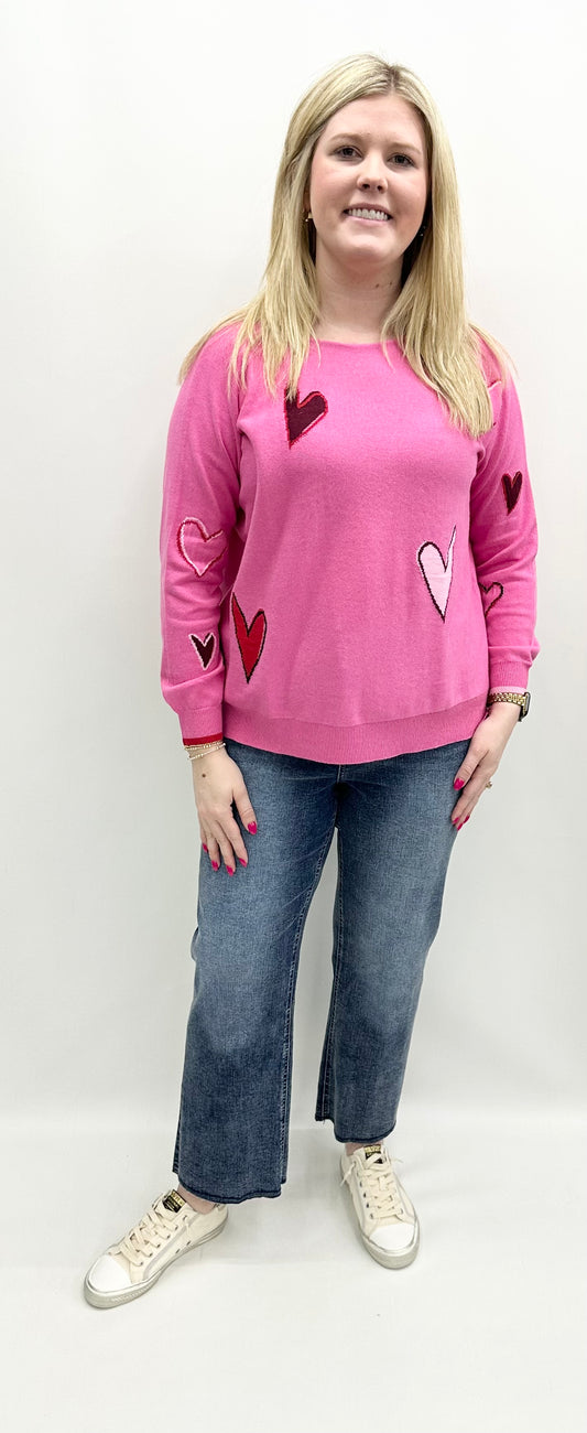 #ZP7540U Intarsia Hearts Sweater