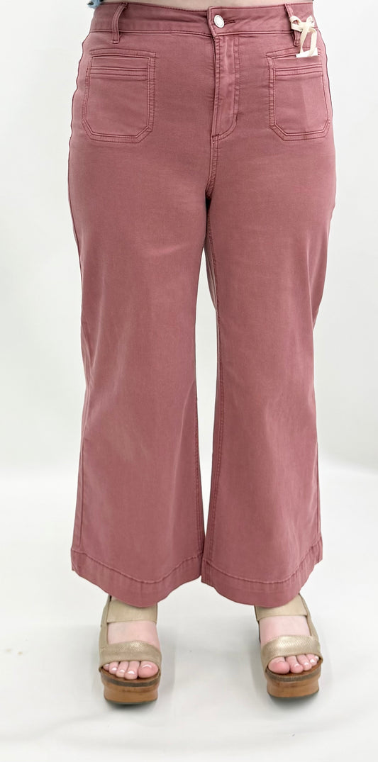 Charlie B. #C5538RPR-618A Rosebud Pull On Wide Leg Pant