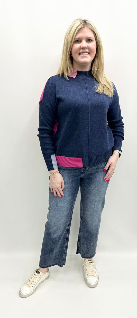 #ZP7512U Color Block Trim Sweater