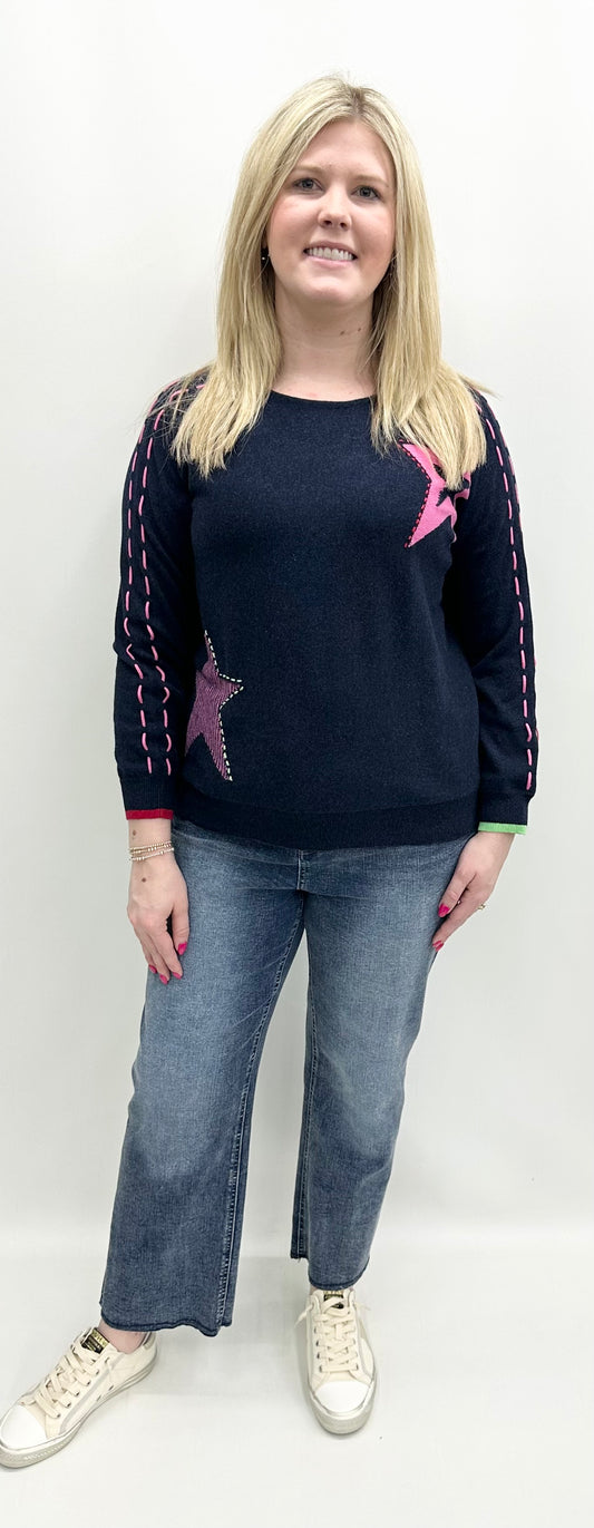 #ZP7526U Threaded Star Sweater
