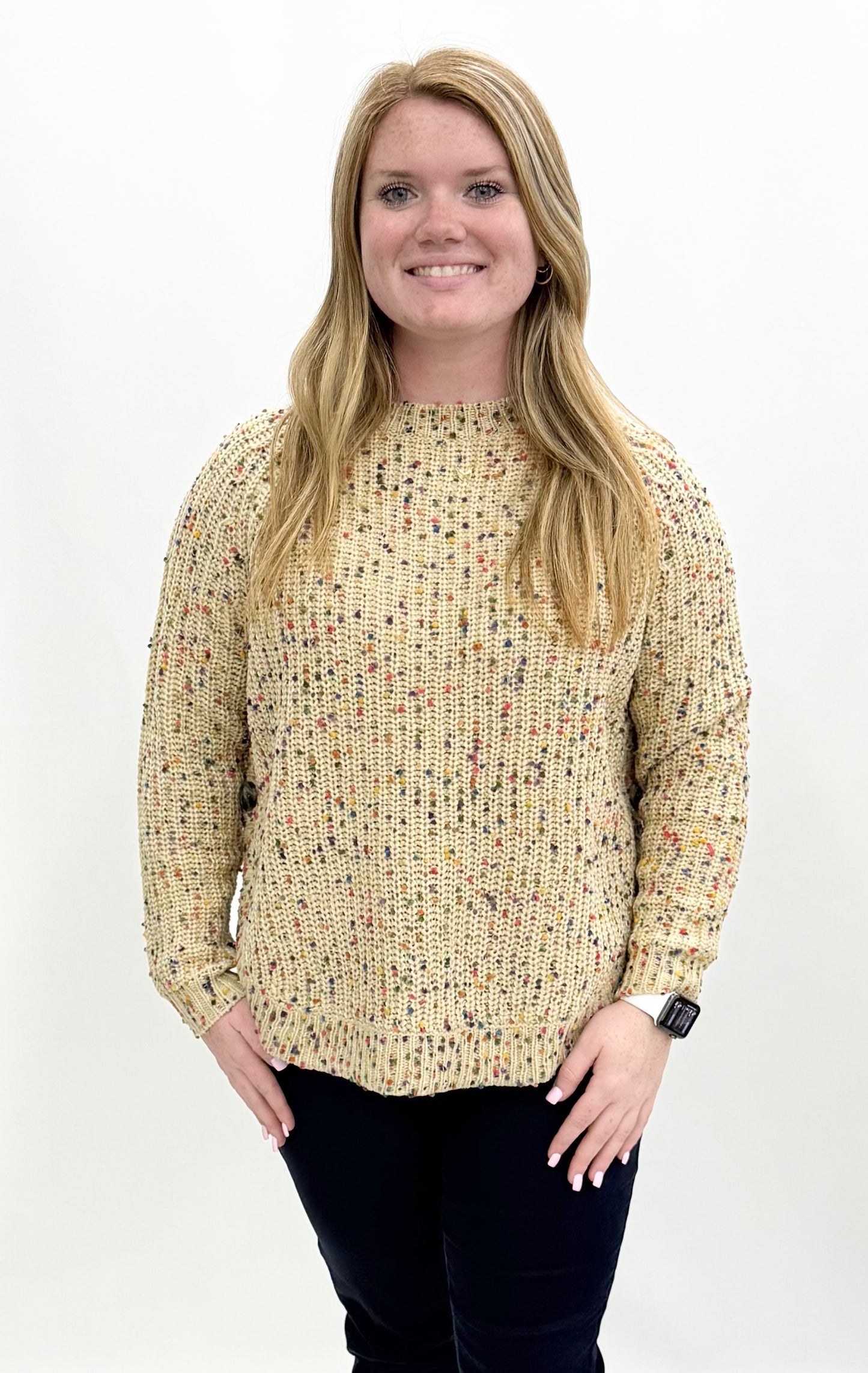 Ethyl #3035TAN Side Button Sweater