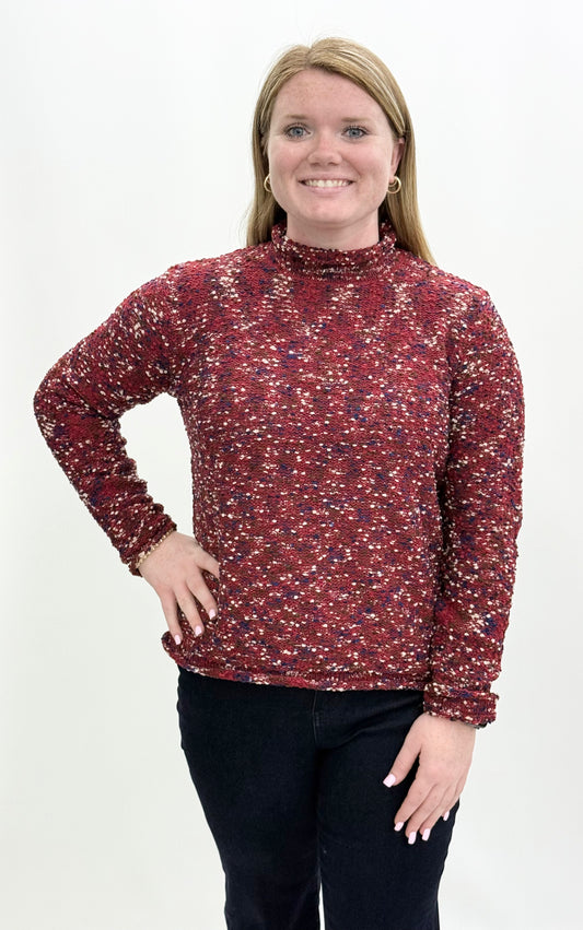Ethyl #3025BUR Fireside Texture Sweater