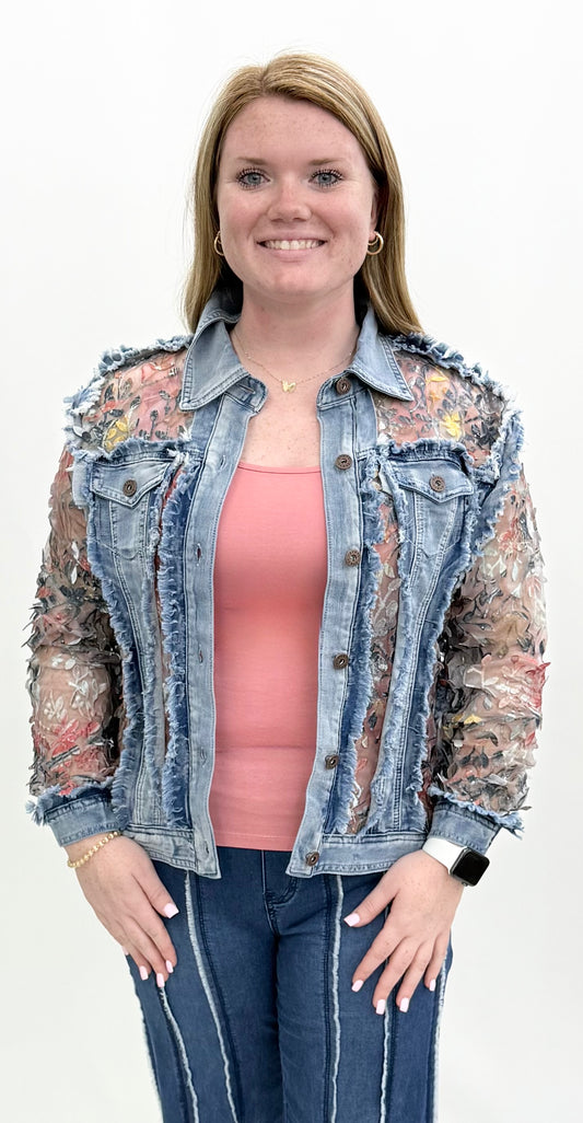 Ethyl #205DAR9 Denim & Floral Insert Coat
