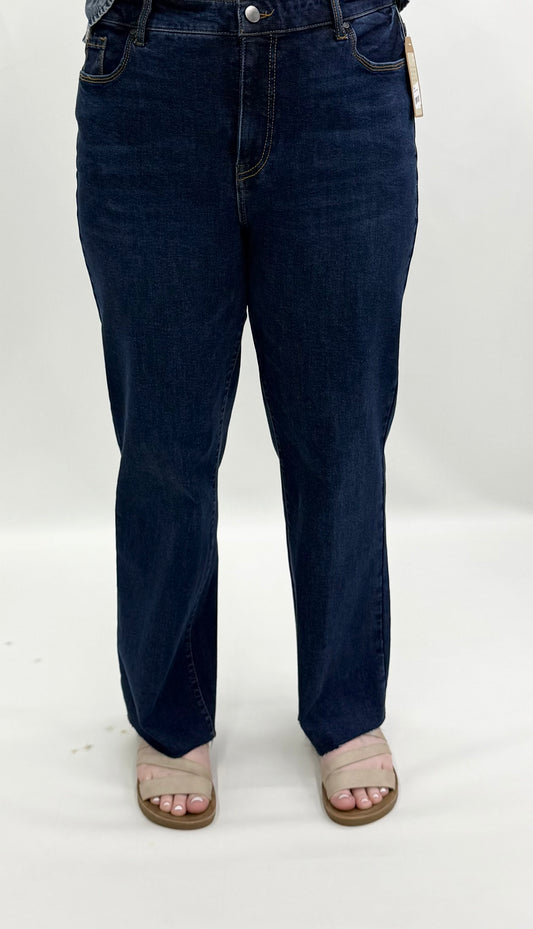 True-Luxe #T36101PM Dark Indigo Button Front Straight Leg Jean
