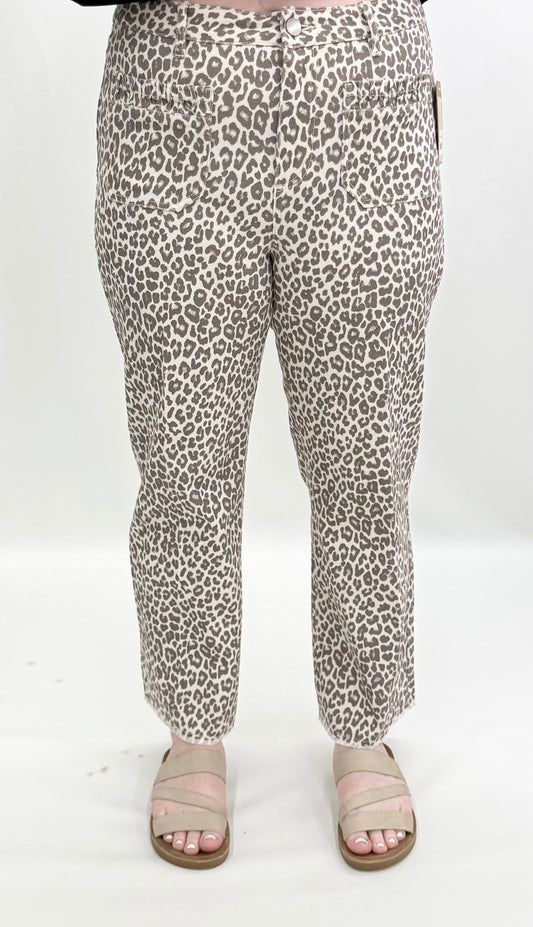 Tru-Luxe #T36103PM Neutral Animal Print Wide Leg Pant
