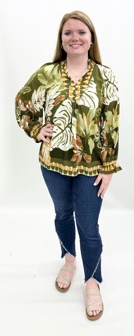 Umgee #C6749 Olive Mix Top