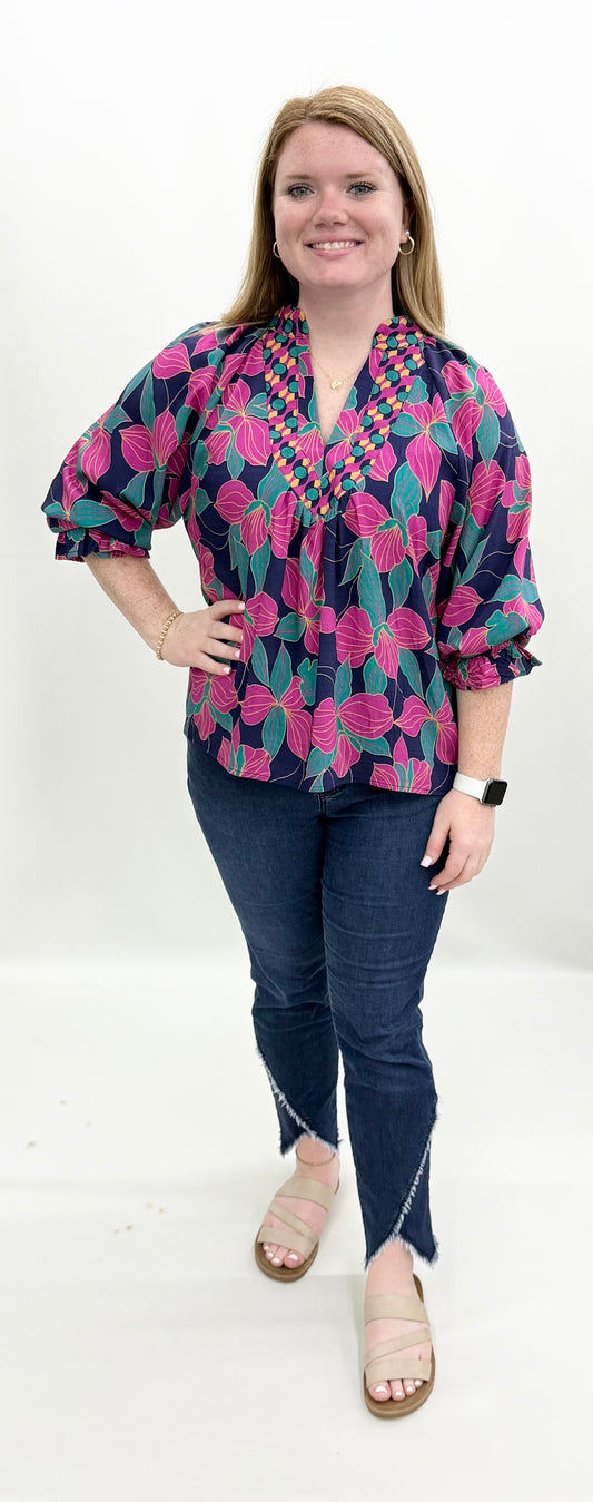 Umgee #C6595 Navy Top