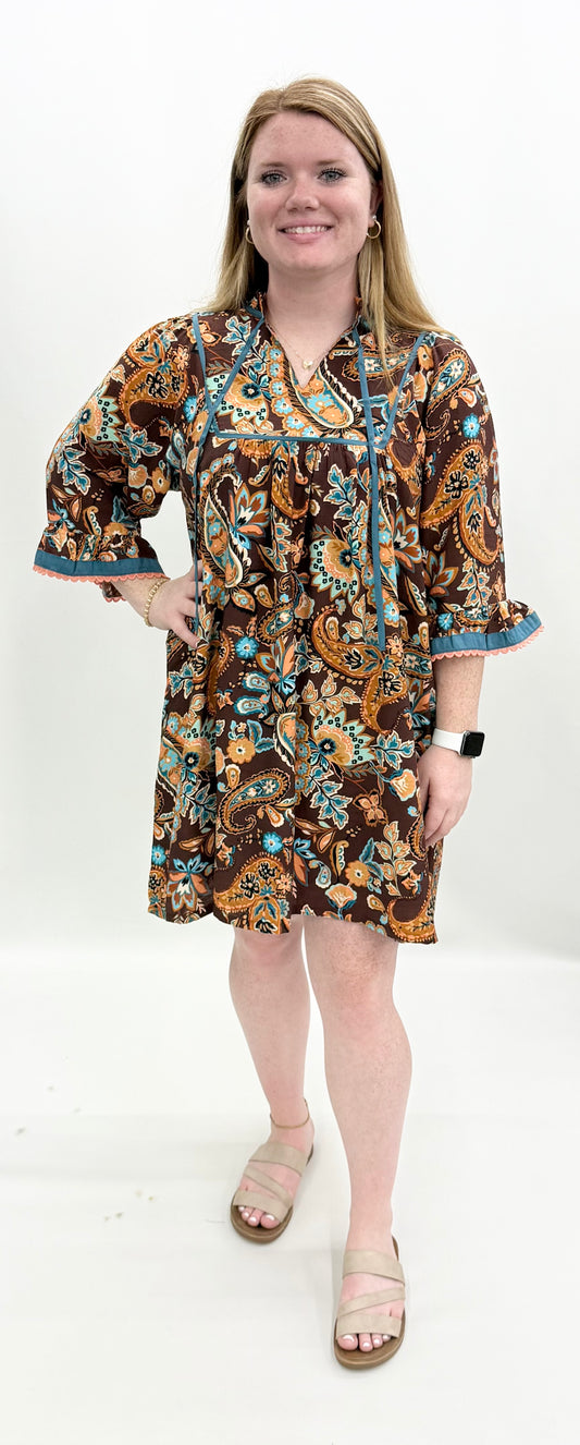 Umgee #C6624 Brown Mix Dress