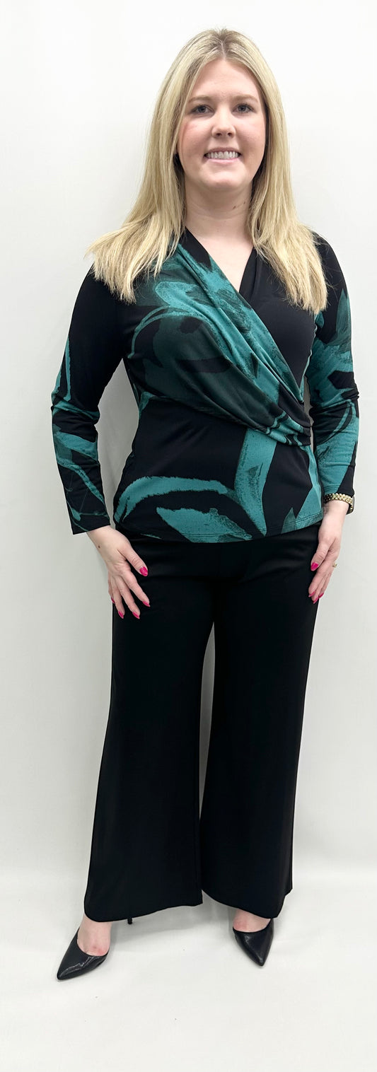 Clara Sun Woo #T414P4 Teal/Black Top
