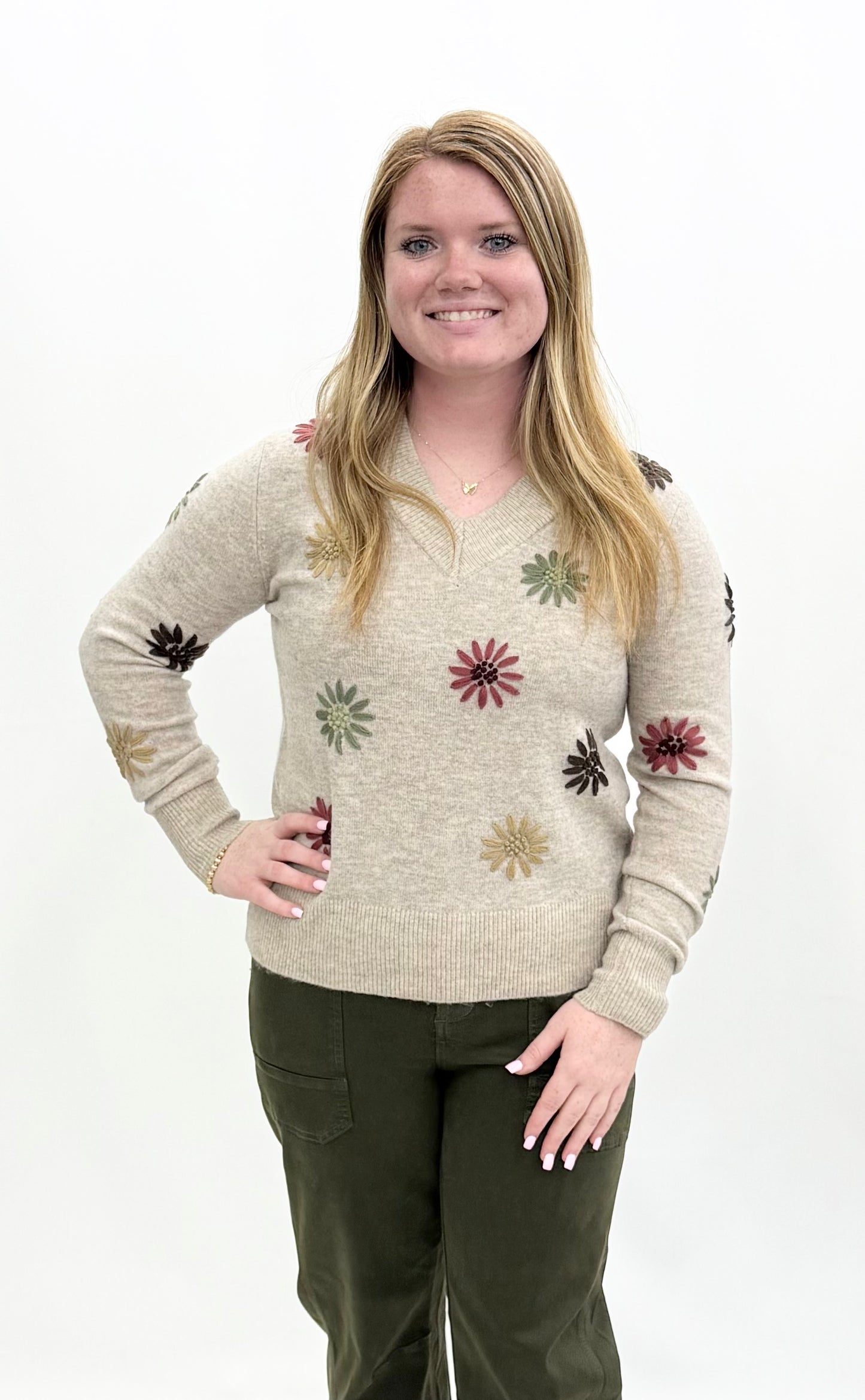 Charlie B. #C2853R-433C Natural Flower Sweater