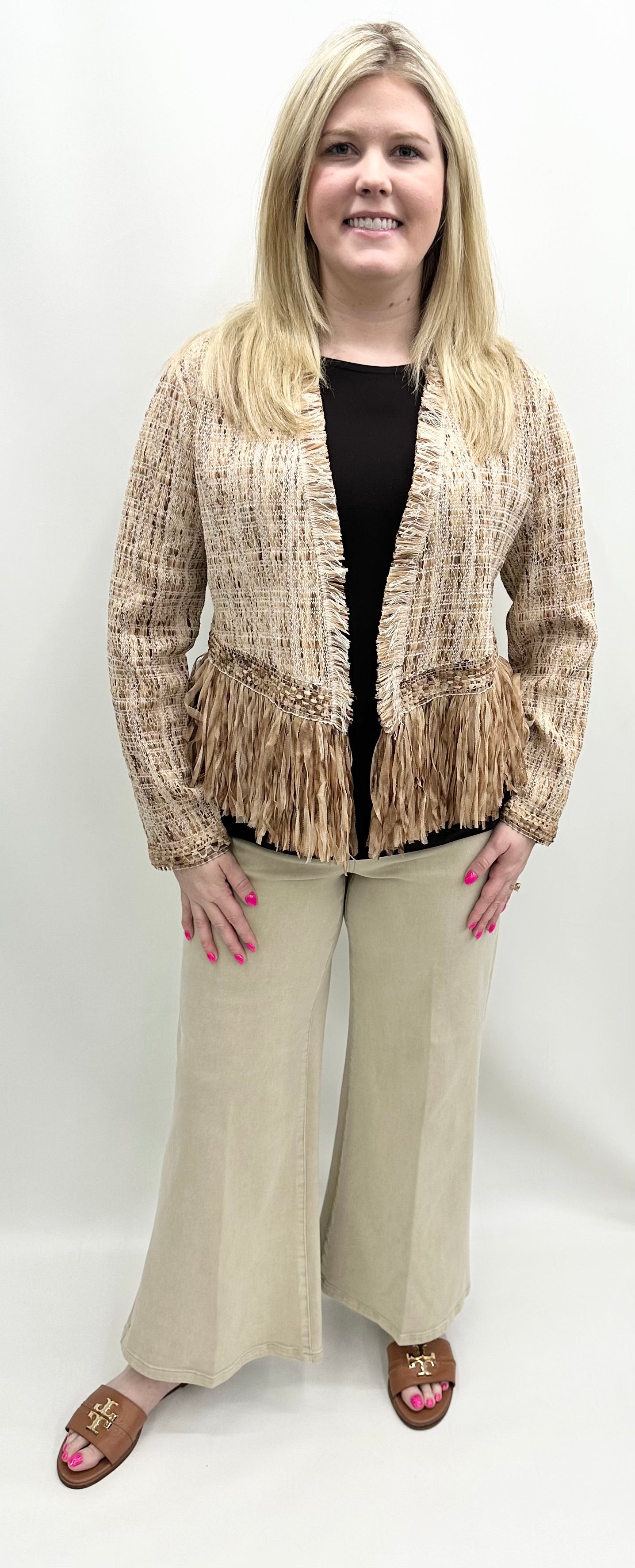 Nic & Zoe #F251163 Cork Fringe Knit Jacket