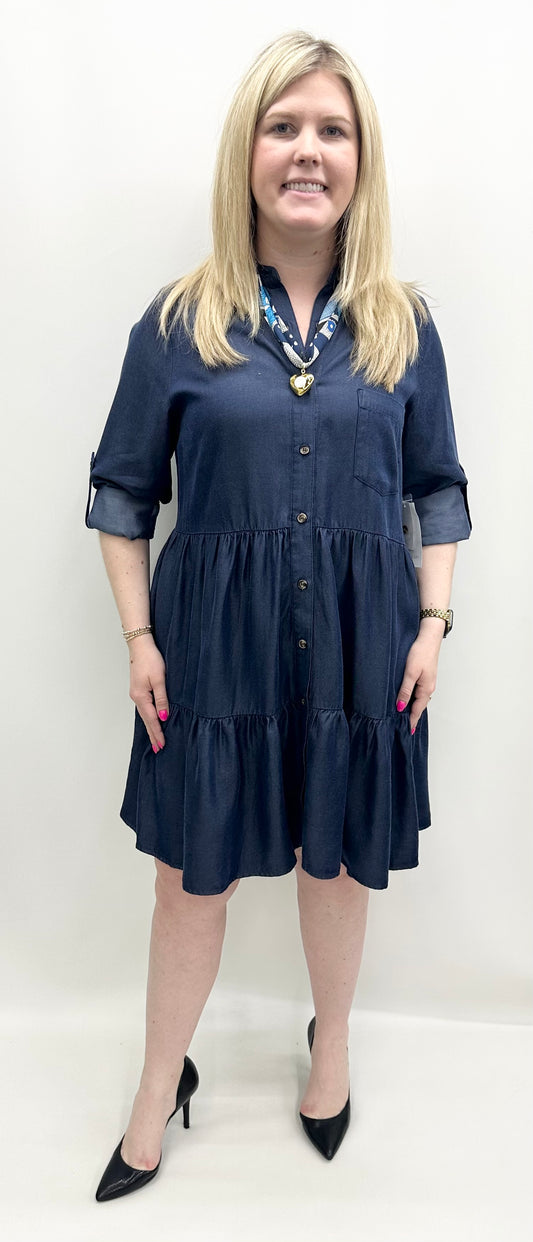 Karen Kane #3L78601 Rolltab Denim Dress