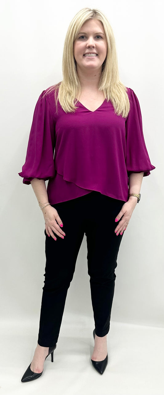 Karen Kane #3L25011 Magenta Layered Top
