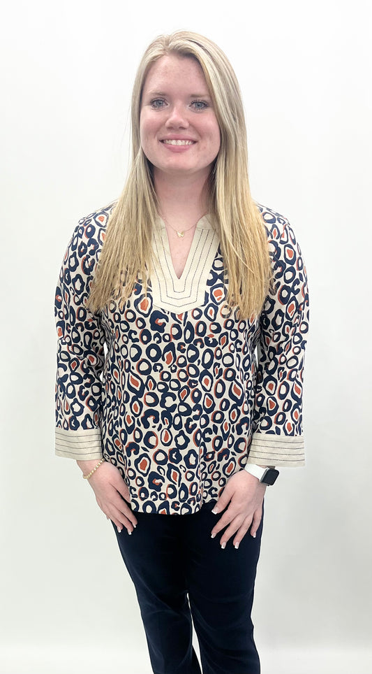 Multiples #M36205TM Multi Animal Print Blouse