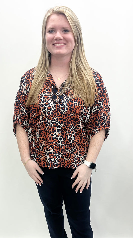 Multiples #M36204TM Multi Animal Print Top