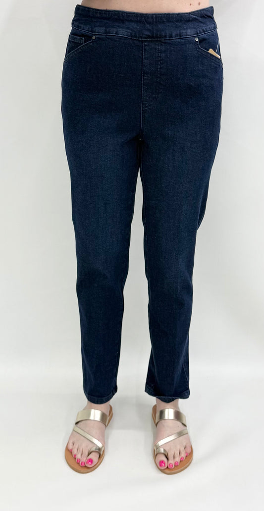 Tru-Luxe #T36106PM Darkest Indigo Pull On Ankle Jean