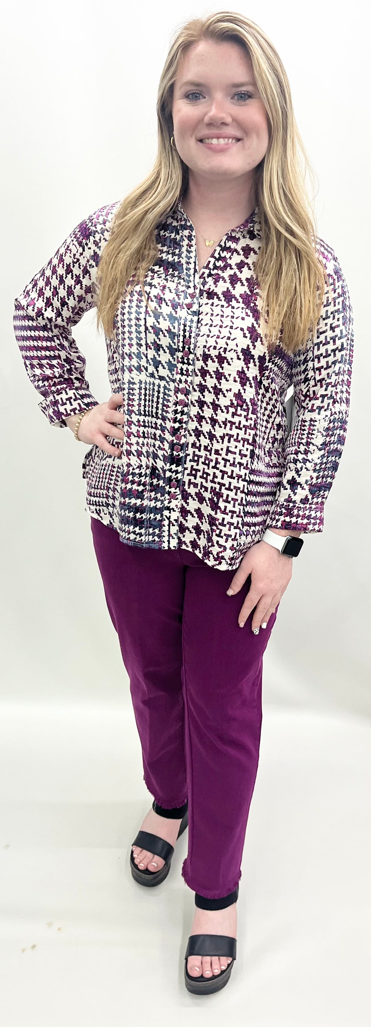 Multiples "Plum Perfect" #M46501BM Shimmer Shirt