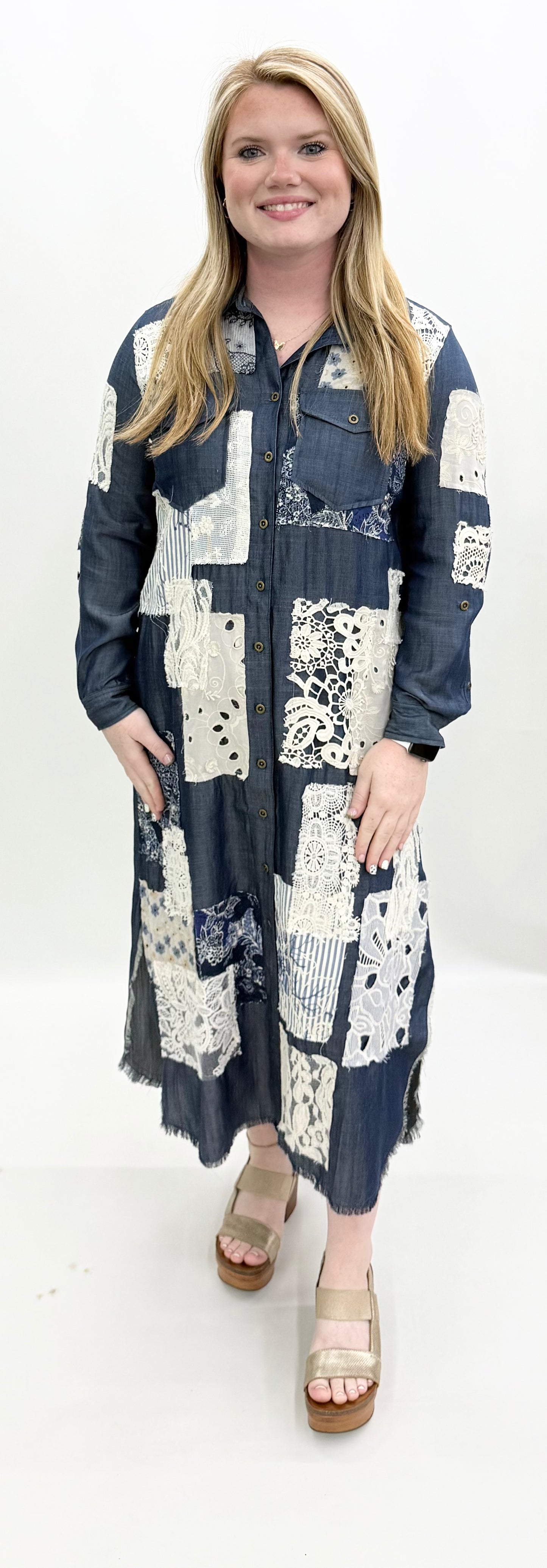 John Mark #J36472DM Boho Blues Midi Dress