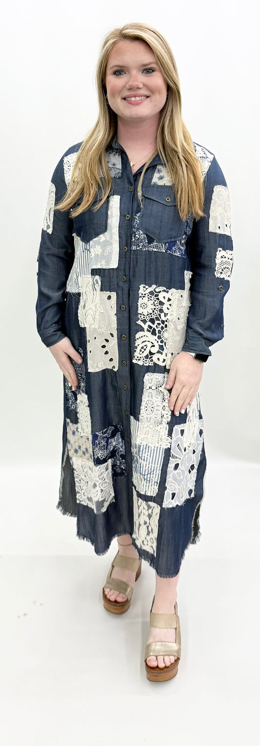 John Mark #J36472DM Boho Blues Midi Dress