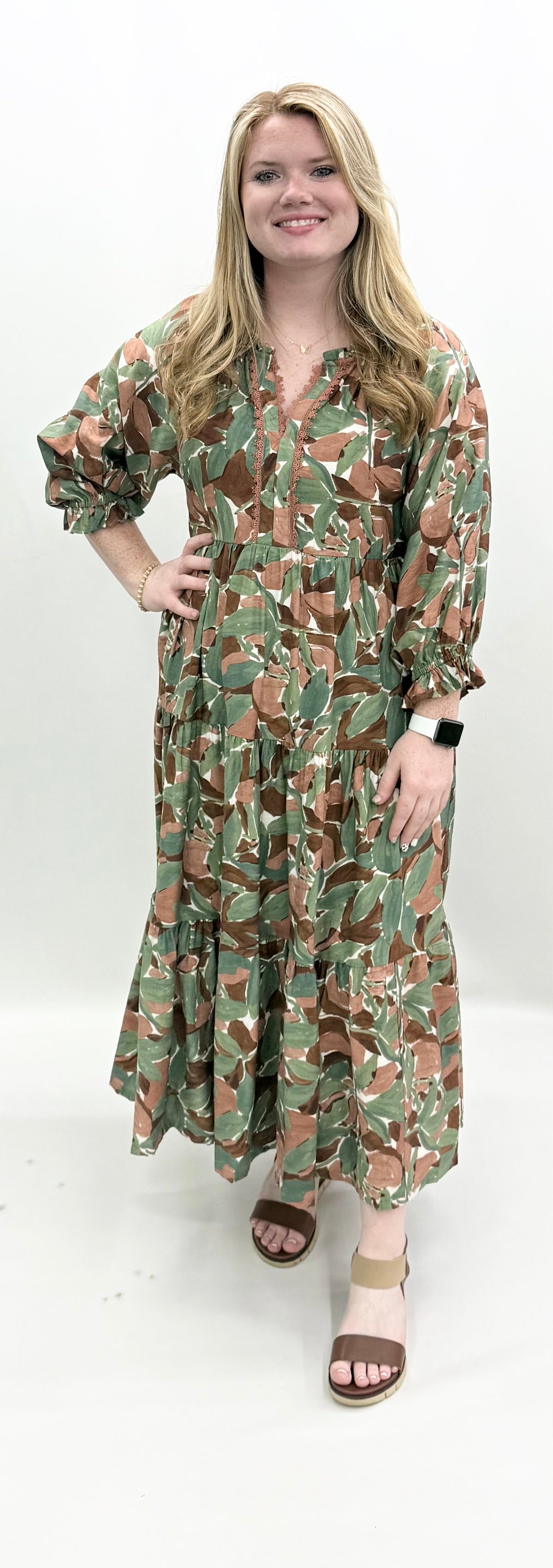 Umgee #D1318 Brown Mix Maxi Dress