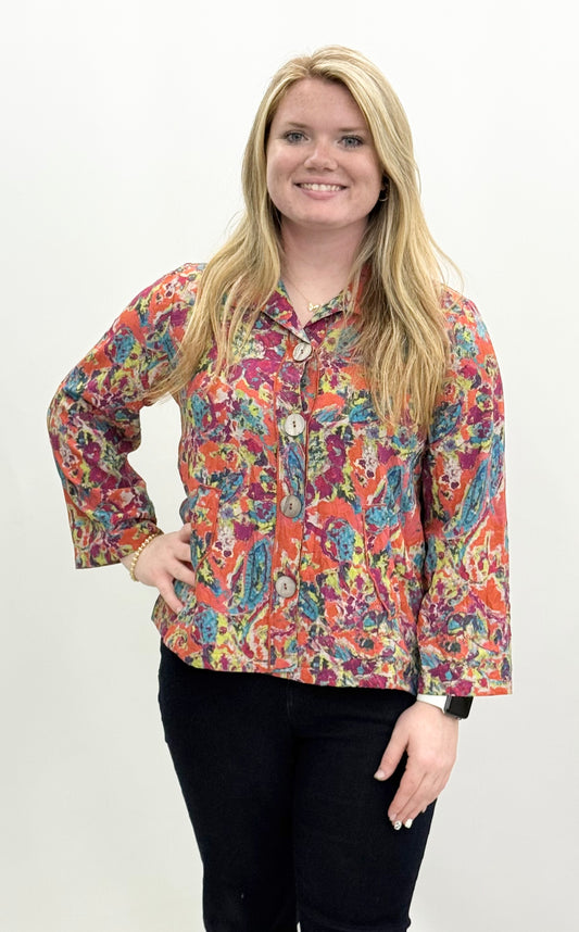 Habitat #34849 Burnt Sienna Button Front Blouse
