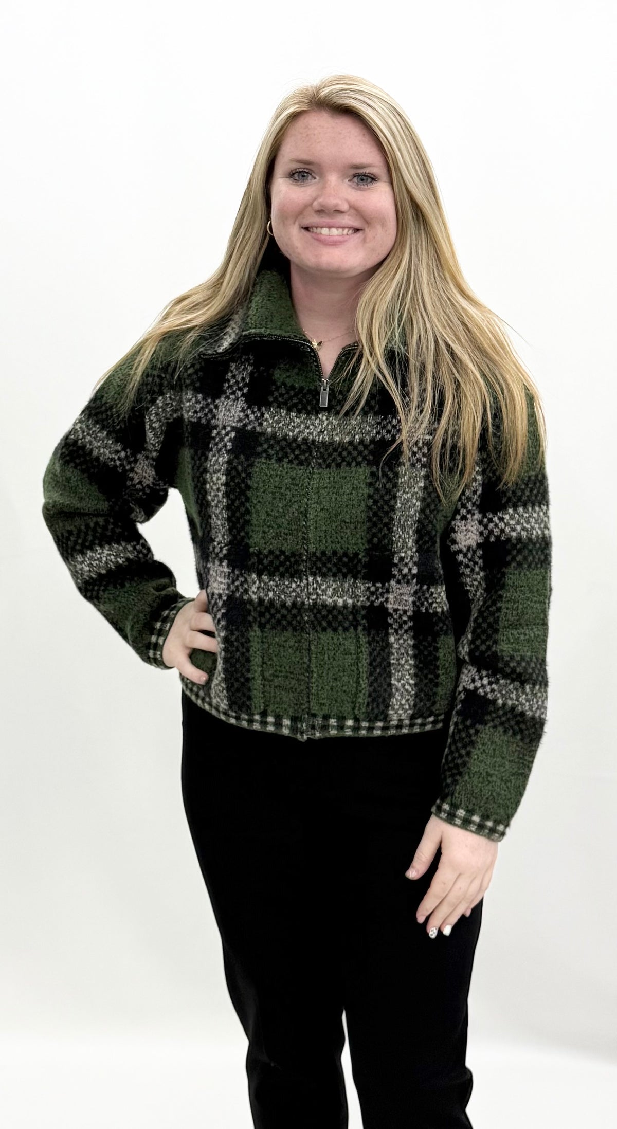 Habitat #87521 Fern Zip Front Plaid Jacket