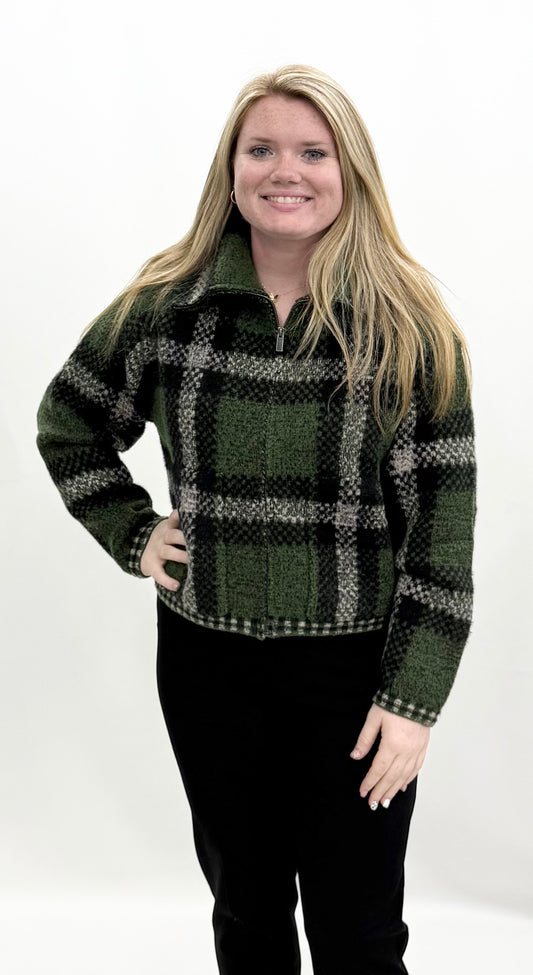 Habitat #87521 Fern Zip Front Plaid Jacket