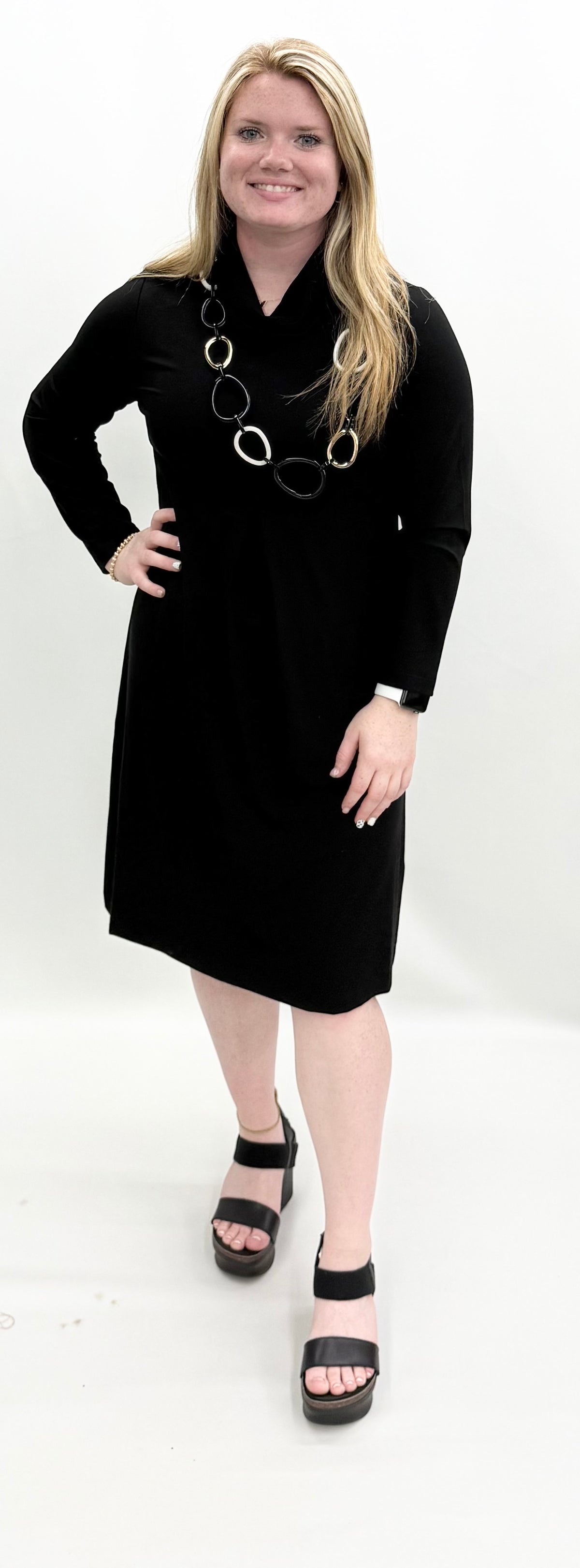 Habitat #55980 Black Dress w/ Cowl Neck
