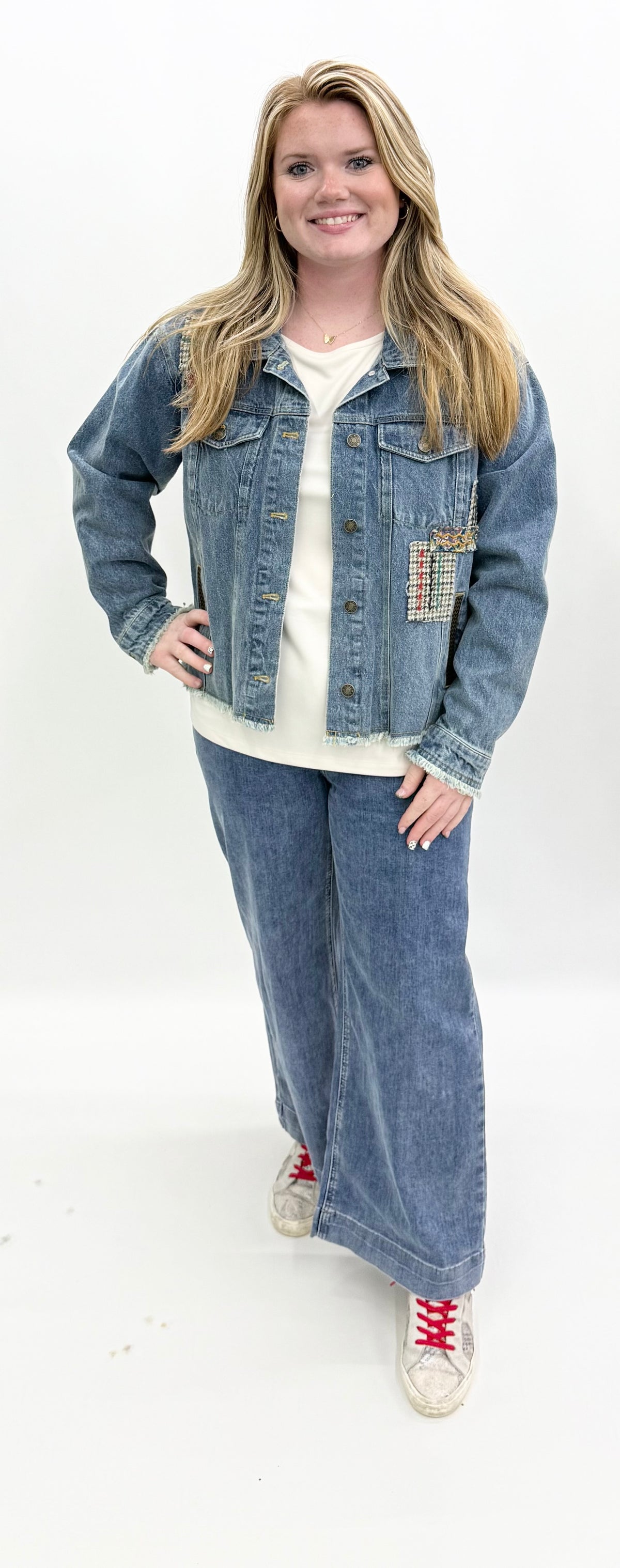 John Mark #J46528JM Dog Print Denim Jacket