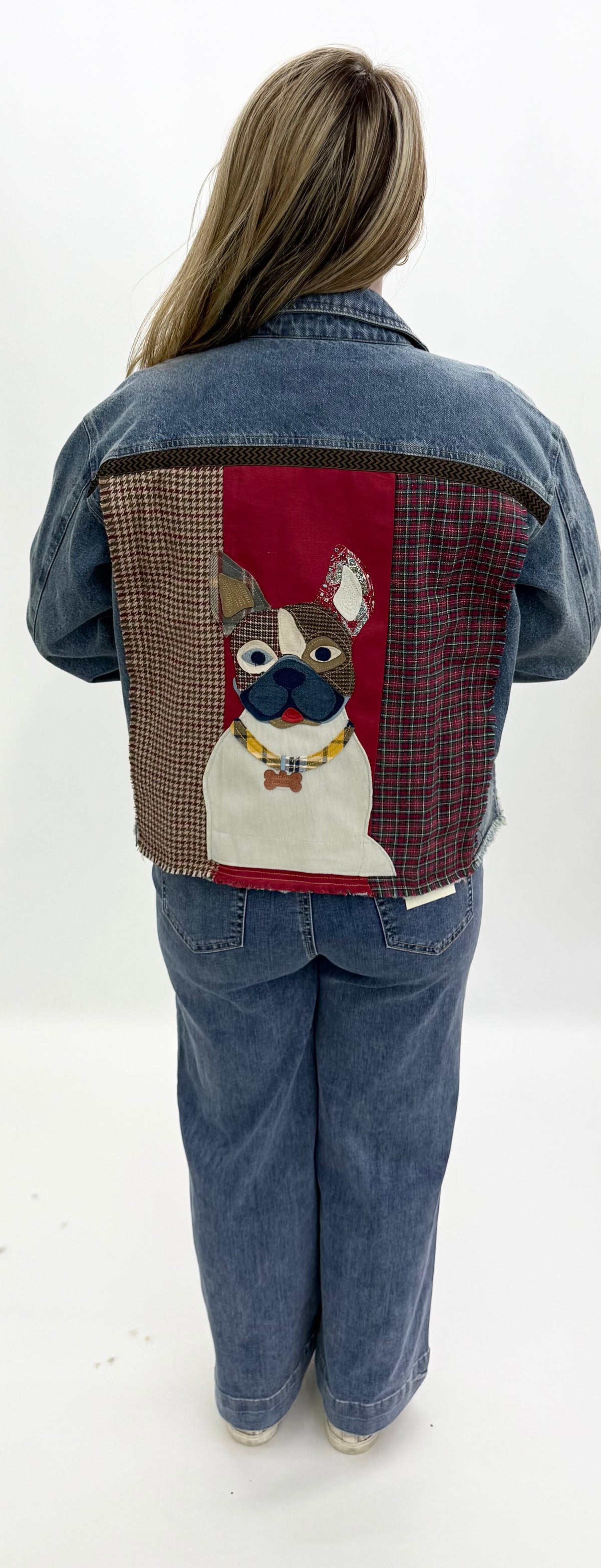 John Mark #J46528JM Dog Print Denim Jacket