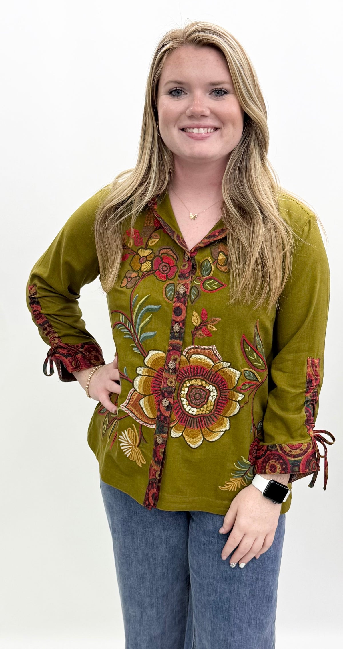 John Mark #J46550BM Multi Button Front Blouse