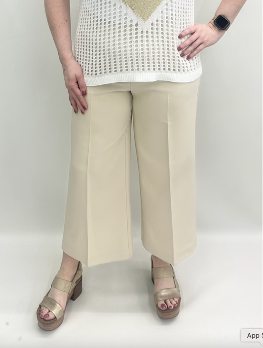 C5494RR-838B Beige Wide Leg Pant