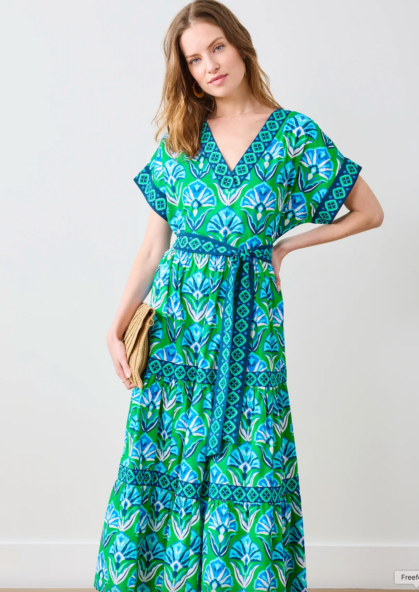Geo Floral Harbour Dress - Green Juice