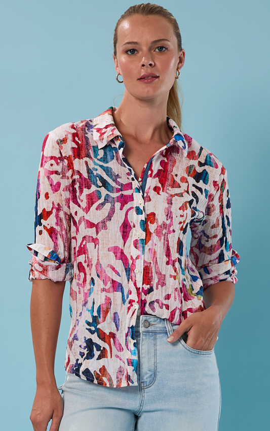 Nic & Zoe #M251505 Color Wash Cotton Shirt