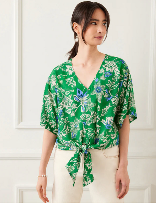 Karen Kane #2L32100 Short Sleeve Tie Front Blouse