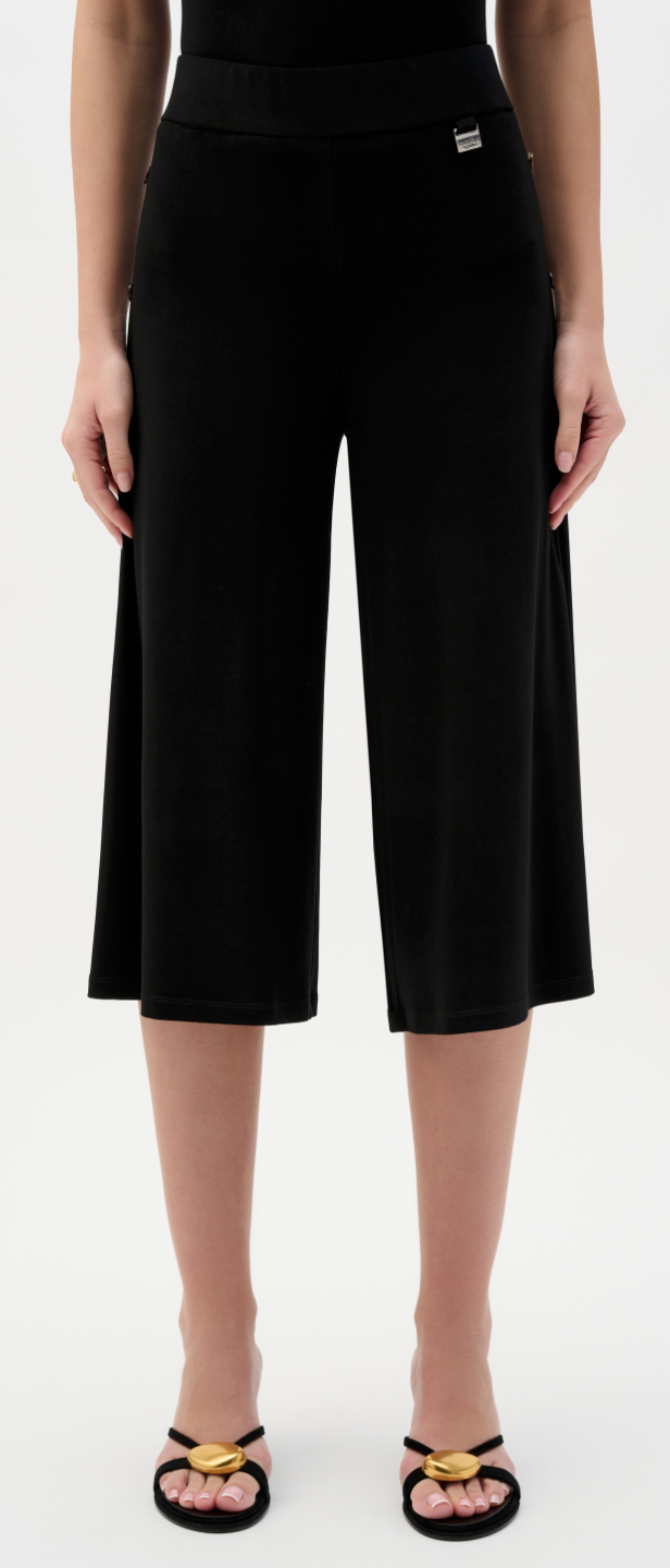 Joseph Ribkoff #262008-11 Black Silky Knit Wide Leg Culotte Pants
