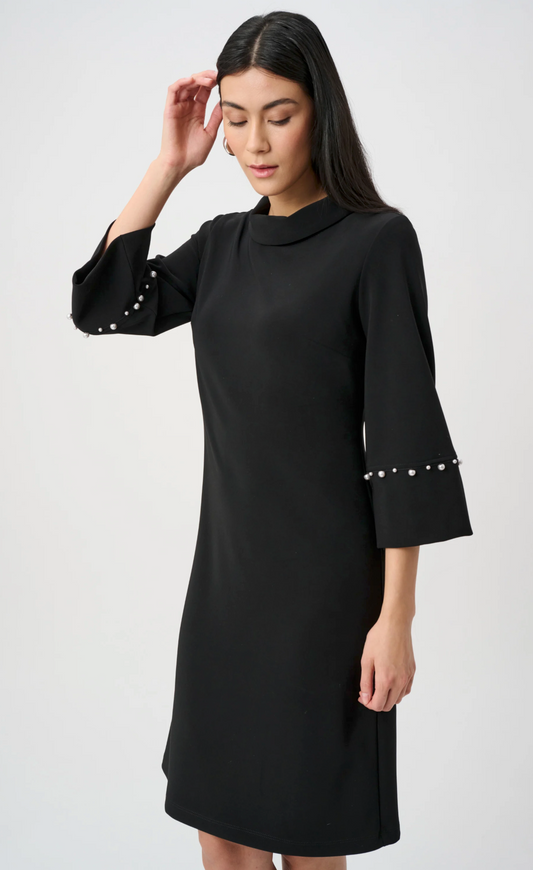 Joseph Ribkoff #263115-11 Silky Knit A-Line Dress With Pearl Detail